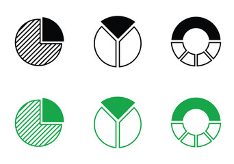 pie chart round icon in outline line and stripes style with white background, suitable for mobile and web UI, app button,  infographic