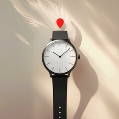 Floating navigation pin over a sleek smartwatch interface,