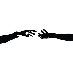 Helping hand line silhouette icon vector illustration