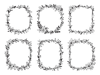 Unique Whimsical Floral Frame Line Art for Decorative Designs