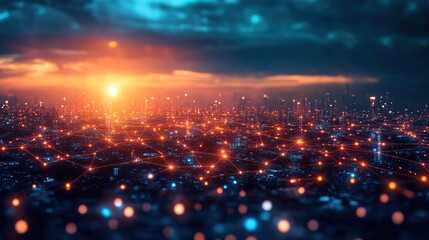 Conceptual futuristic city where networking strategies determine business success 