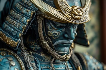 Detailed close-up of a stylized samurai warrior figure.