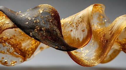 Artistic gold shimmer wave with irregular edges, transparent background