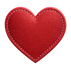 Red Stitched Fabric Heart Illustration on White Background One