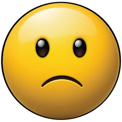 Gloomy yellow emoji with downturned mouth