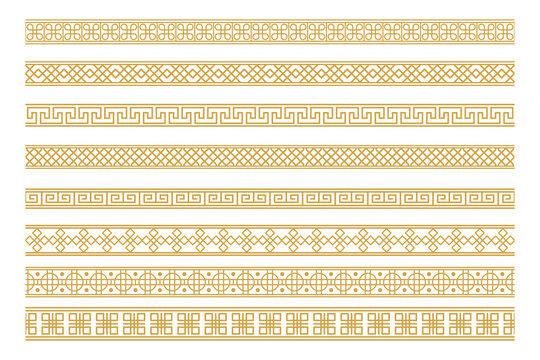Set of decorative borders with repeating patterns