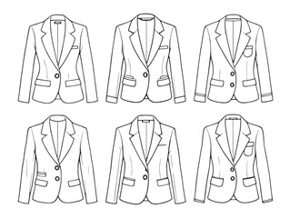 Detailed Wool Blazer Line Art Drawing for Stylish Fashion