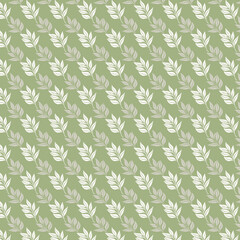 Repeating Leaf Motif on Green