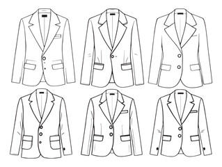 Modern Wool Blazer Line Art Sketch for Fashion Designers