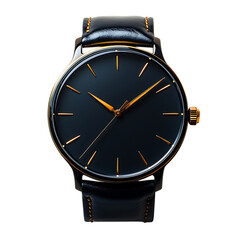 A Stylish Men's Wristwatch with a Bold Black Dial Isolated on Transparent Background