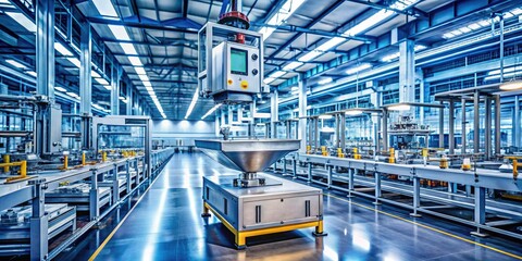 Fototapeta premium Industrial Weighing Scale System: Production Line Support, Factory Floor Scales, Automated Weighing, Heavy Duty Scales, Industrial Measurement