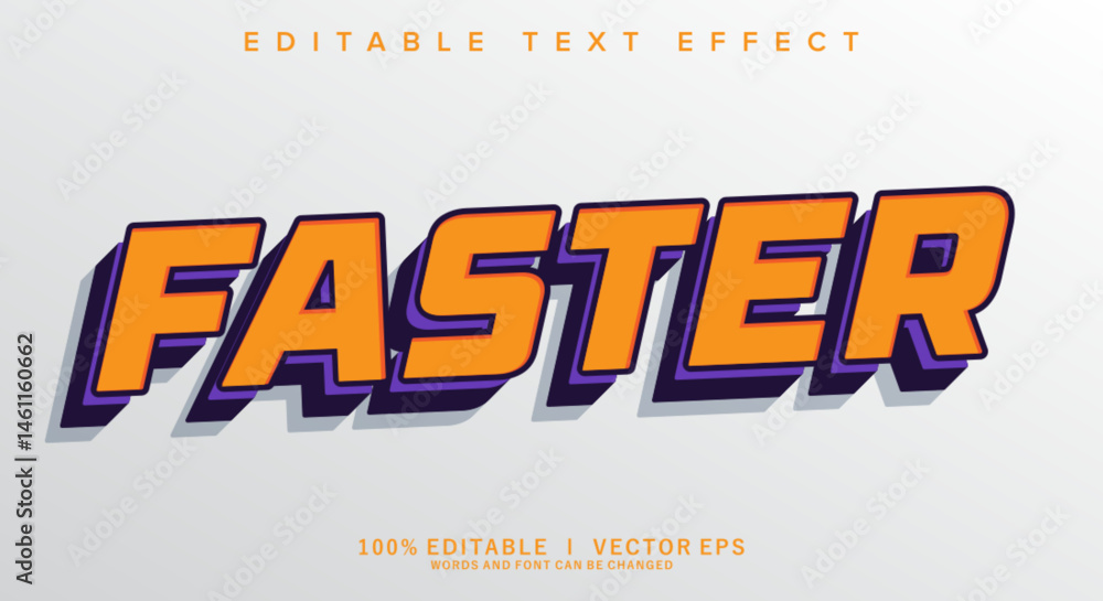 Poster faster vector text effect with modern style design