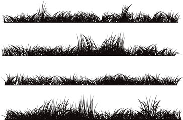grass lanscape isolated silhouettes set collection