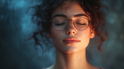 Fototapeta premium Serene Woman with Eyes Closed