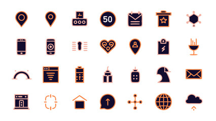 Line icon set for web mobile user interface UI and UX graphics