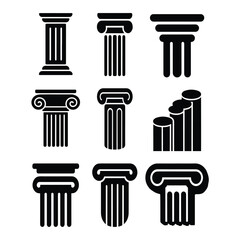 A silhouette of COLUMN ICON icon vector on a white background
