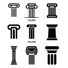 A silhouette of COLUMN ICON icon vector on a white background