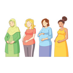 Obraz premium illustration of happy pregnant women