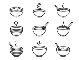 minimal congee food dish in vector line art style