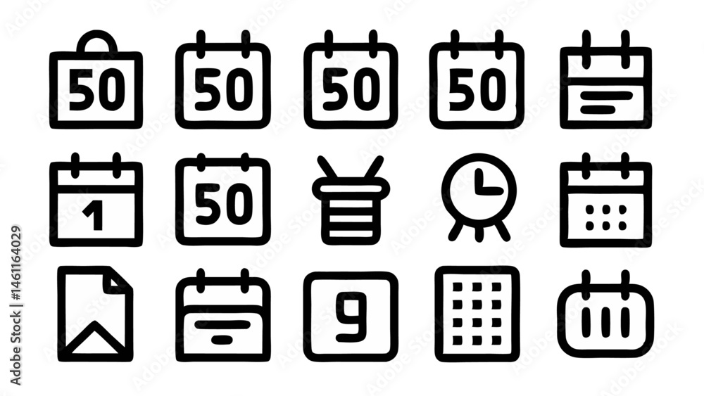 Poster collection of minimalist vector icons in flat linear style, perfect for modern and clean digital des