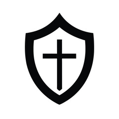 Fototapeta premium shield with cross black silhouette