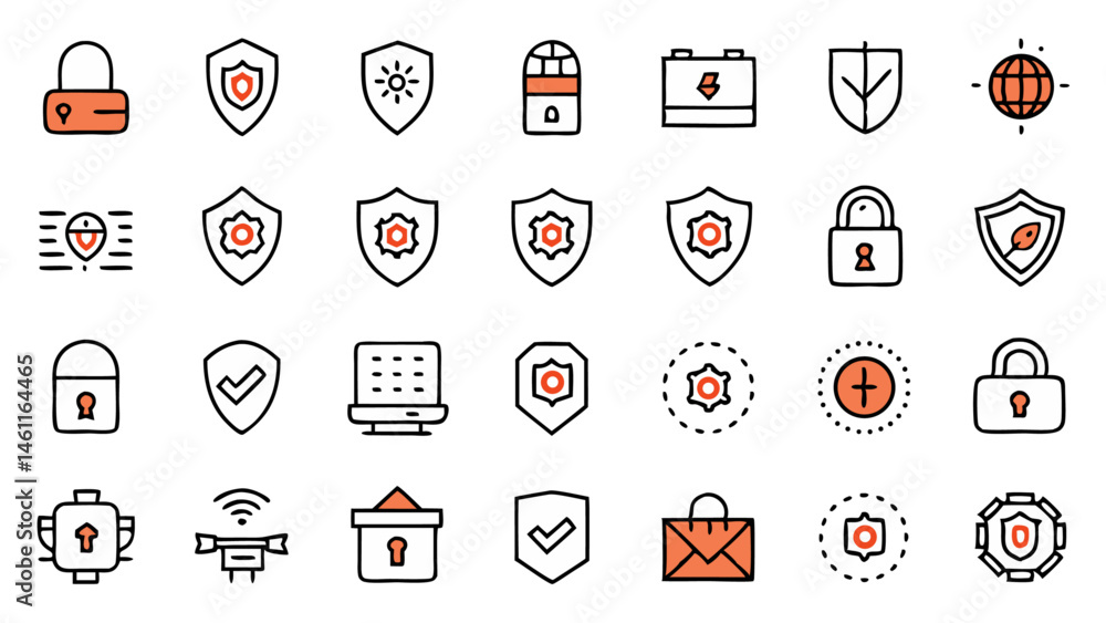 Poster flat line vector icon collection offering conceptual designs, ideal for integrating into modern digi