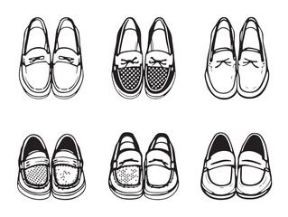 Line art loafers for men classic footwear outline for creative uses