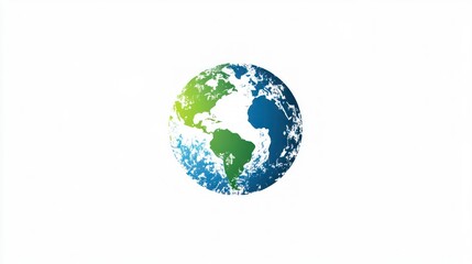 Naklejka premium A vibrant illustration of Earth showcasing green continents and blue oceans on a clean white background