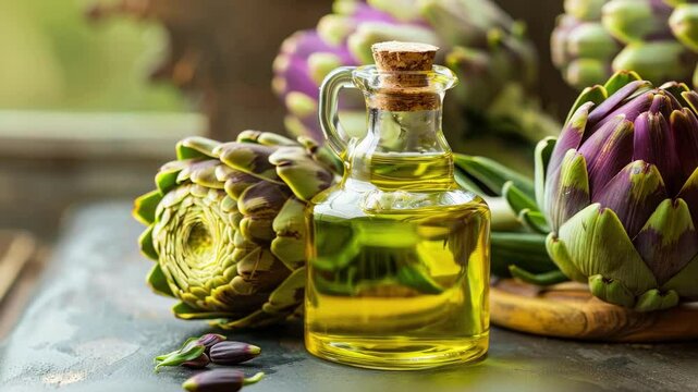 artichoke essential oil. Selective focus