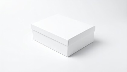 A pristine white box with a hinged lid wide open, revealing a spacious interior. The box's smooth surface reflects soft light, creating a clean, inviting look.