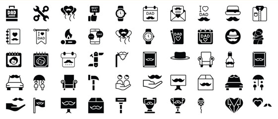 Fathers day icon set monochrome collection with love and appreciation