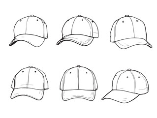 Baseball cap line art illustration for fashion and design projects