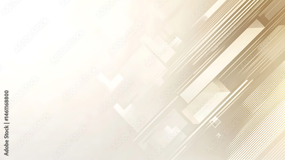Poster abstract geometric background in creamy beige tones featuring lines rectangles and halftone patterns