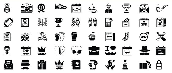 Fathers day icons collection celebrating fatherhood with simple designs