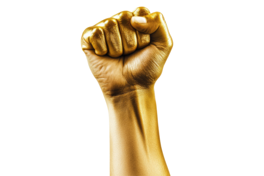 Golden fist raised in protest (1)