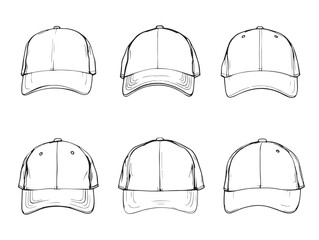 Simple baseball cap line drawing for minimal vector art collection