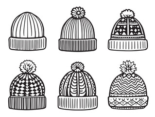 beanie hat outline illustration perfect for winter designs
