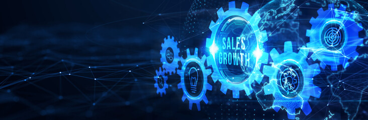 Sales growth, increase sales or business growth concept. 3d illustration