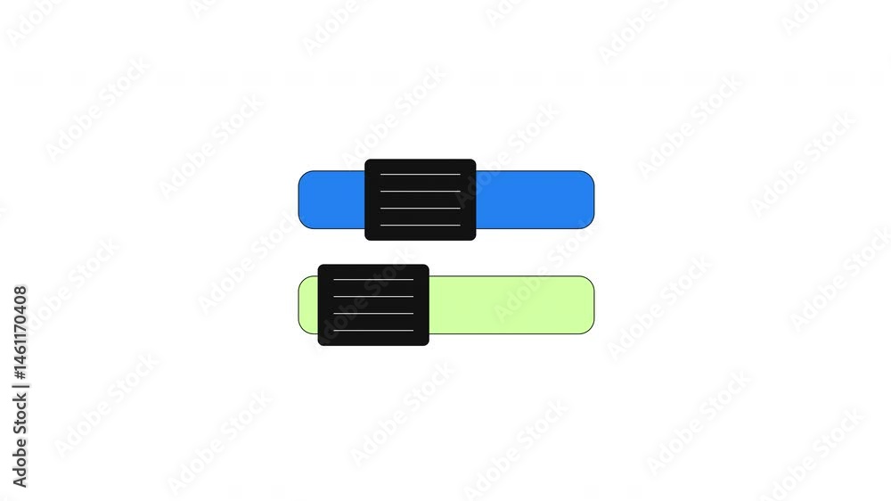 Poster two horizontal slider bars 2d cartoon object animation. preference toggle switch. option selector. s