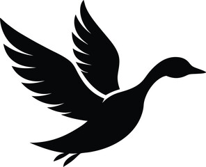 Obraz premium Duck vector, flying duct line art, outline and silhouette vector vector illustration on white background, editable, printable, logo, icon, design 