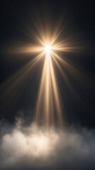 Fototapeta premium Bright Sunlight Piercing Black Clouds Above a Desolate Shadowed Landscape with Deep Atmospheric Energy Premium Wallpaper Background