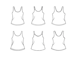 High Quality Mesh Tank Top Line Art for Fashion Graphics