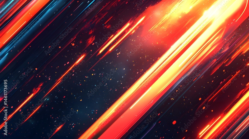 Poster dynamic abstract design with vibrant streaks.