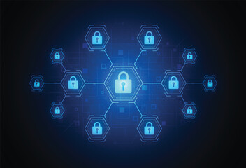 Premium security cyber digital concept. Abstract technology background protect system innovation for business. Vector illustration