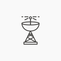 Radar satellite dish icon vector. satellite dish antenna receiver and transmitter for television 