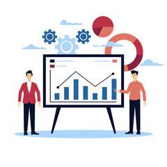 Businessmen Presenting Data Analysis Illustration