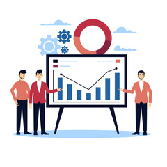 Businessmen Presenting Data Analysis Illustration