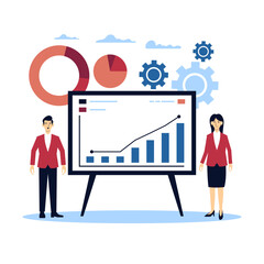 Businessmen Presenting Data Analysis Illustration