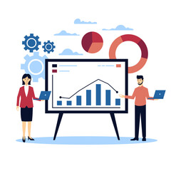 Businessmen Presenting Data Analysis Illustration