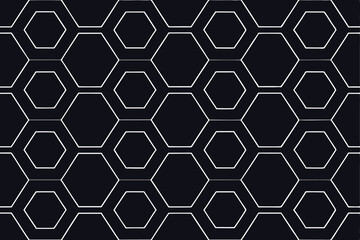 seamless hexagon pattern on dark black background